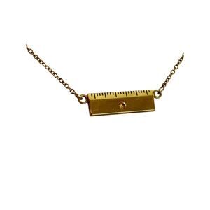 Vintage Leavens Ruler 15 inch Necklace Pendant Peridot Teacher Carpenter